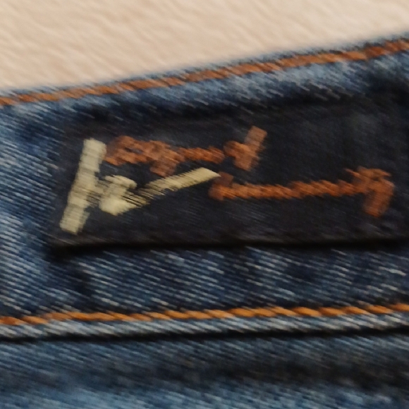 Blue Flare Wide Leg Jeans with Subtle Fading - Picture 6 of 12